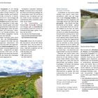 Auf den Seiten 138 und 139 werden praktische Reisetipps für das Vereinigte Königreich gegeben, darunter Verkehrsregeln, Tanken und Single Track Roads. Ein Foto zeigt eine "passing place" auf einer Single Track Road in einer ländlichen Umgebung. Der Text gibt Tipps zu barrierefreiem Reisen mit empfohlenen Websites.