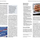 "Autofahren in der Toskana" beschreibt Parkprobleme und Warnwestenpflicht. "Diplomatische Vertretungen" listet Botschaften auf. Rechts oben Bild von Bruschetta.