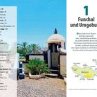 Überschrift: "Funchal und Umgebung". Übersichtliches Inhaltsverzeichnis links. Bild einer Festung mit Pflanzen und Kanone.