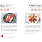 Fruchtige Caprese, Weiße-Bohnen-Salat. Links Mozzarella mit Wassermelone, rechts Bohnensalat. Rezepte und Nährwerte.