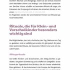 Titel: "Warum brauchen Kinder Rituale?"
Untertitel: "Rituale, die für Klein- und Vorschulkinder besonders wichtig sind"
Abschnitt: "Alltagsrituale"
Seite: "11"