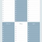 Text: "3. August 2026", "4. August 2026", "5. August 2026", und Monatsnamen von August bis Juli. Layout einer Kalenderseite.