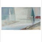 Text: „Juli July“. Darstellung: Abstrakte Illustration mit geometrischen Formen in sanften Pastelltönen.