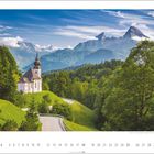 Text: "Maria Gern, Berchtesgaden, Oberbayern." 

Kalenderseite mit Kirche, kurviger Straße, Bergen im Hintergrund.