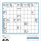 Kreuzworträtsel mit Hinweisen wie "locker, wacklig" und "Körnerfrucht". Darunter Kalender: Mai, 10, Montag.