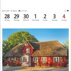 Kalender: Juni/Juli 26. Woche. Datum von Montag, 28. Juni bis Sonntag, 4. Juli. Foto: Rotes Reetdach-Restaurant.