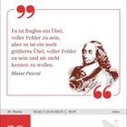 Zitat von Blaise Pascal über Unvollkommenheit. Datum: 29. Juli, Donnerstag. Illustration von einem Mann.