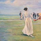 Max Liebermann, Tennisspieler am Meer, 1901, Öl auf Leinwand. Illustration: Malerisches Tennisspiel am Strand.