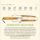 "Januar, 4. Woche, 25 Montag, 26 Dienstag, ... 31 Sonntag. ADRIENNE MONNIER. Dann werde ich Ihnen, sagt Mme Souty, mit ..." Eine Illustration von zwei Küchenwerkzeugen mit Holzgriffen.