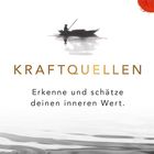 "KRAFTQUELLEN. Erkenne und schätze deinen inneren Wert." Illustration mit Boot und orangener Sonne.