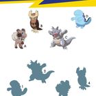 Ordne die Pokémon ihren richtigen Schatten zu! Vier Pokémon und ihre passenden Schattensilhouetten sind abgebildet.