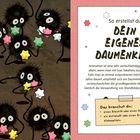 "So erstellst du dein eigenes Daumenkino. Das brauchst du: Bleistift, Notizheft. Schwarze Kreaturen mit Sternen."