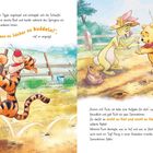 „Tigger lieben es, Löcher zu buddeln!“ Tigger mit Schaufel in blühender Landschaft, Puh und Rabbit pflanzen Samen ein.