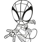 "Spidey wird nie müde, Schurken zu bekämpfen." Niedliche Spiderman-Illustration in dynamischer Pose.