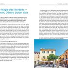 **Die Magie des Nordens – Dünen, Dörfer, Dulce Vida**

Ein längerer Text beschreibt eine Reise durch Mallorcas Norden. Es gibt ein Foto eines belebten, sonnenbeschienenen Platzes.