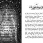 Links steht: "DIE INNER-TEMPLE ORAKEL-EINSTIMMUNG. Halte das Orakel an dein Herz und sprich..." Rechts: "WIE DU DIE KARTEN LEGEN KANNST..."