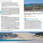 Seite 146: "Südliche Costa de la Luz und Gibraltar." Seite 147: Ruinen mit Säulen und hügelige Landschaft. Unten: Strand und Dünen.