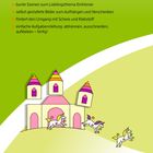 "Lass uns basteln 3+ Einhörner – Ausschneiden und kleben" steht oben. Darunter Einhorn-Illustrationen vor einer Burg.