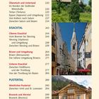 Inhaltsverzeichnis mit Seitenzahlen und regionsspezifischen Texten. Drei Fotos: ein Schloss, eine Kirche und ein großes Haus.