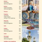 Inhalt Seite 7: Themen wie Kochkunst und Sehenswürdigkeiten mit Bildern einer bunt verzierten Moschee und kunstvoller Keramik.