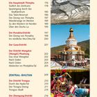 Inhalt 7. Haa-Distrikt - 171; Die Hauptstadt Thimphu - 176; Der Punakha-Distrikt - 197; ZENTRAL-BHUTAN - 209. Rechts davon sind Fotos von Terrassenfeldern, einem Stupa, und einer Person in bunter, traditioneller Kleidung.