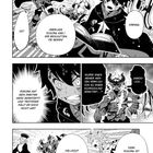 Mehrere Manga-Panels zeigen intensive Kampfszenen mit Charakteren, die Schwerter und Magie nutzen.