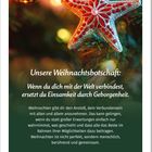 "Unsere Weihnachtsbotschaft: Wenn du dich mit der Welt verbindest, ersetzt du Einsamkeit durch Geborgenheit." Kalender Dezember 2027.