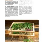 Konservierung durch Trocknen: Anleitung zur Trocknung von Teepflanzen mit Tipps zur Umgebung und Luftzirkulation. Darunter ein Holzgestell mit getrockneten Kräutern auf Leinen.