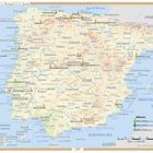 Landkarte von Spanien und Portugal mit aktiven, geplanten und geschlossenen Whisky-Destillerien; farbige Geländeanzeige.