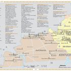 Eine detaillierte Karte von Kentucky, die verschiedene Whiskybrennereien in mehreren Distrikten zeigt.