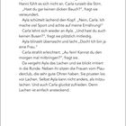 „Zwei Minütchen haben wir ja noch Zeit“, lacht Ayla. Unten steht „DIE KINDERGRUPPE“ und die Zahl 13 in grün.