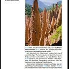 Stadttour Bozen/Bolzano. Ritten Erdpyramiden, beeindruckende, spitze Felsformationen mit blauem Himmel und Bergkulisse.