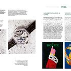 Texte: "1925", "ADVERTISING FOR A NAME", "WERBUNG FÜR EINEN NAMEN", "ROLEX". Zwei Uhrenplakate und eine Uhrwerk-Ansicht.