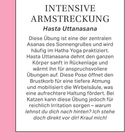 Text: Intensive Armstreckung, Hasta Uttanasana. Beschreibung einer Yoga-Übung im Hatha Yoga auf rosa Hintergrund.