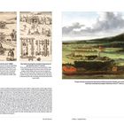 "Des differents especes de canon" (1683) zeigt Kanonenladeprozesse. Illustration des Herstellungsprozesses von Gewehrläufen im 17. Jh. Ein Gemälde zeigt eine Landschaft mit Gebäuden und Flüssen, begleitender Text beschreibt historische Artillerie.
