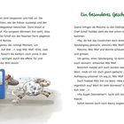 Texte über zwei Seiten: Links über Schafsausbruch, rechts über ein Gespräch mit Schafen. Bild mit Schafen, die aus Auto fliehen.