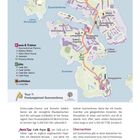 Tour 7: Festungsinsel Suomenlinna. Orte zum Essen, Trinken und Übernachten sind auf einer farbigen Karte markiert.