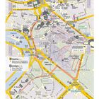 Stadtplan: Tour 1 - Um Kapitol und Forum Romanum. Sehenswürdigkeiten, Restaurants und Transportoptionen markiert.