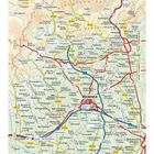 Eine detaillierte Straßenkarte der Provinz Vicenza mit Städten, Flüssen, Autobahnen und Grenzen.