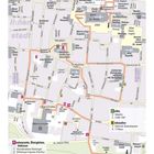 Tour 2: Verschlungene Wege zum Dom. Innenstadtkarte mit markierten Plätzen, Restaurants, Cafés und Einkaufsmöglichkeiten.