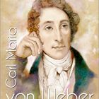 Text: "Carl Maria von Weber". Darstellung eines Mannes mit lockigem Haar, der den Kopf auf eine Hand stützt.