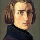 Kalender, Juli, Franz Liszt, 1811–1886. Porträt eines Mannes mit mittellangem Haar und ernstem Blick.