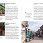 Seiten mit Text über "Vereinigtes Königreich" und Orte: Wigtown, Sedbergh, Haworth. Bilder: Buchläden und Straßenszene.