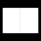 Ein offenes leeres Notizbuch auf einem schwarzen Hintergrund.