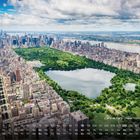 Text: "Central Park - New York City, USA". Kalenderdarstellung am unteren Rand. Luftaufnahme des Central Parks, umgeben von Wolkenkratzern.