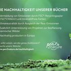Die Nachhaltigkeit unserer Bücher: Emissionen vermeiden, klimaneutral, Waldprojekte unterstützen. Website: pen2nature.de/nachhaltigkeit. Logo mit einem kleinen grünen Sprössling.