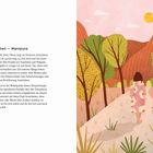 Text über Uluru und Solarplexus-Chakra. Rechts eine Illustration von Bergen, Bäumen und einer Person auf einem Pfad.