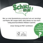 "Schätz mal! Wer so viele Spieleblöcke produziert wie wir, benötigt viel Papier. Unser Verlag ist FSC®-zertifiziert."
