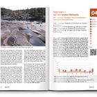 Seite beschreibt eine Wanderung in Grimstad mit Infos zu Startpunkt, Dauer, Distanz und Routenbeschreibung. Enthält ein Landschaftsbild mit Badegumpen.