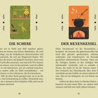 Linke Seite: "Die Schere" – Über das Sammeln von Heilpflanzen. Rechte Seite: "Der Hexenkessel" – Über die Magie des Kochens.